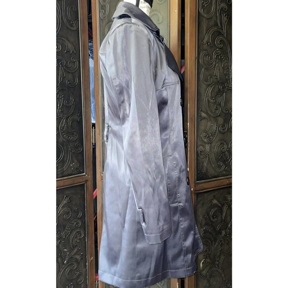Modiva Metallic Grey SOFT Satin Feel Dress Coat Women's Size S - Picture 3 of 9